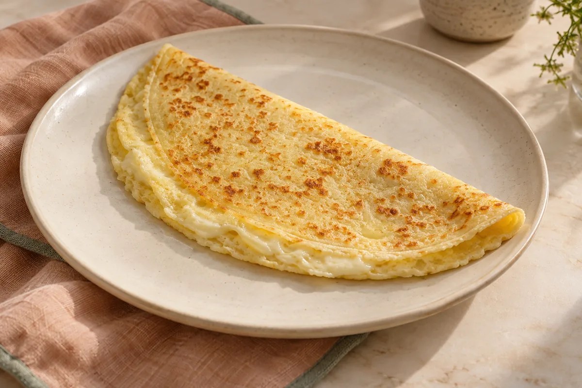 Mozzarella dolgulu ince yarım ay crepiocanın sunumu.