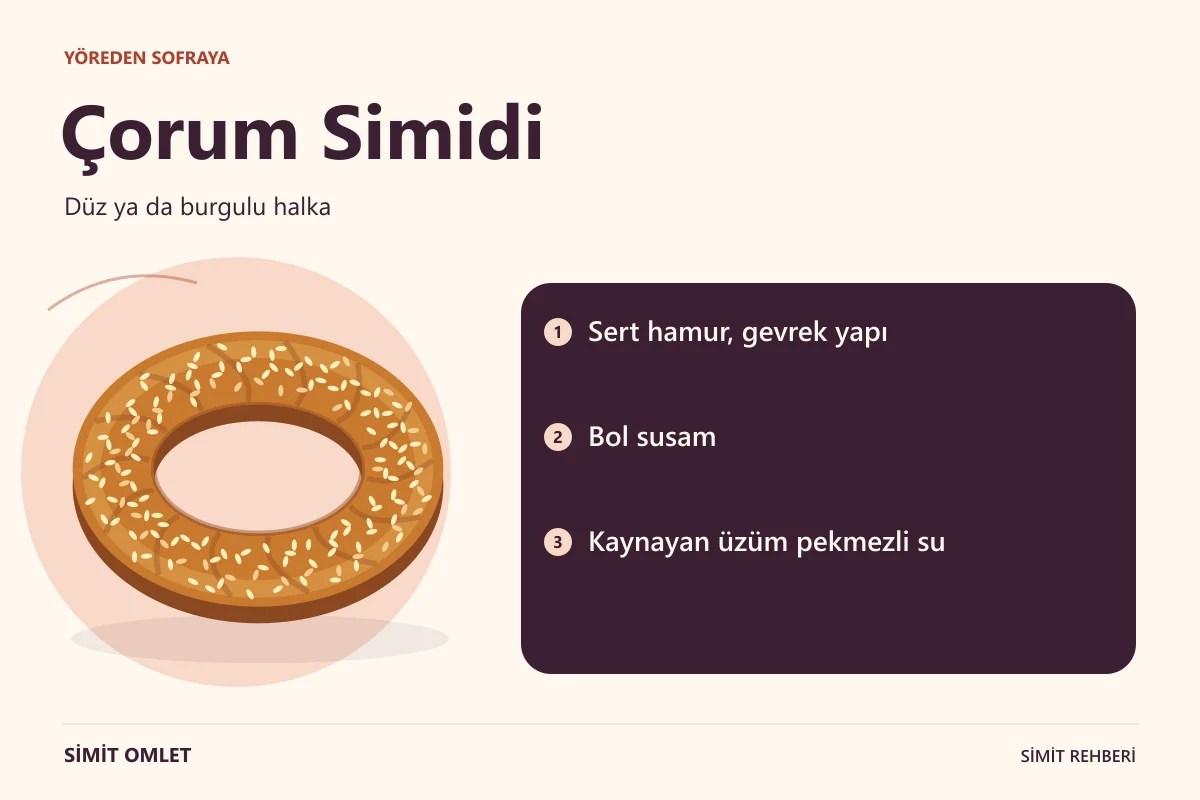Çorum Simidi özelliklerini anlatan bilgi görseli.