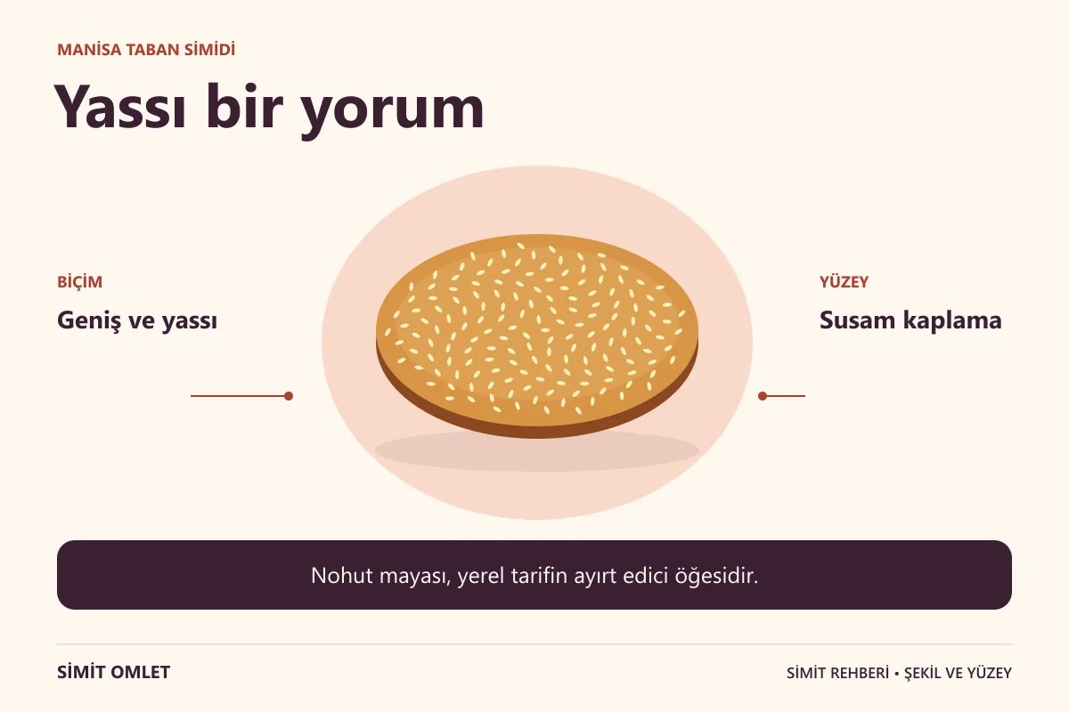 Manisa Taban Simidi: Geniş ve yassı, Susam kaplama.